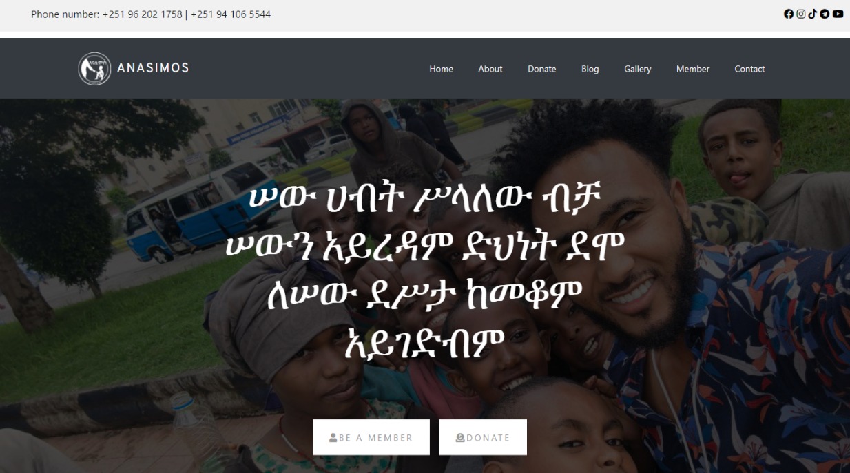 Anasimos Charity organization website